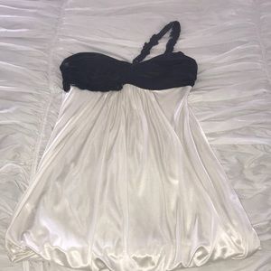 Macy’s black and white silk dress